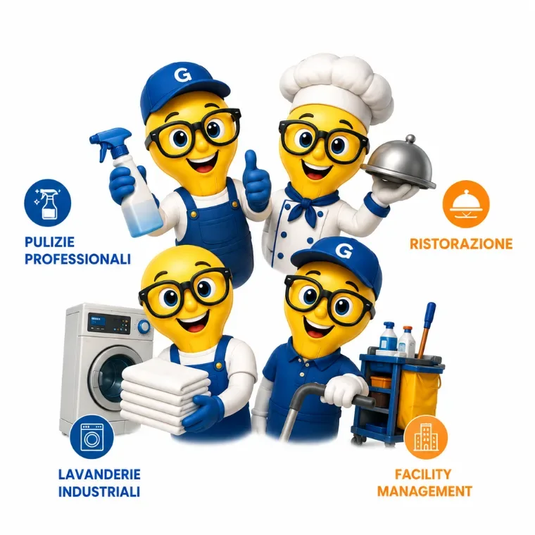 The Genius mascots for cleaning, catering, industrial laundry and facility management